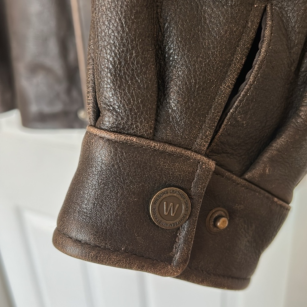 Vintage Wilsons Leather Brown Leather Jacket XL Thinsulate Removable Lining - Picture 6 of 16